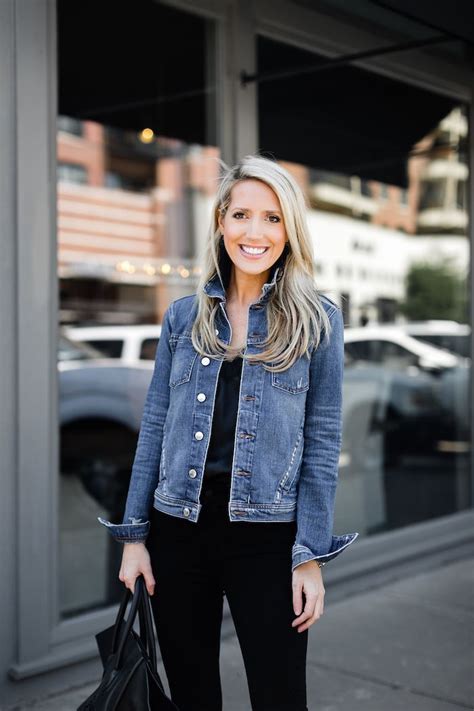 blue jeans with black denim jacket.